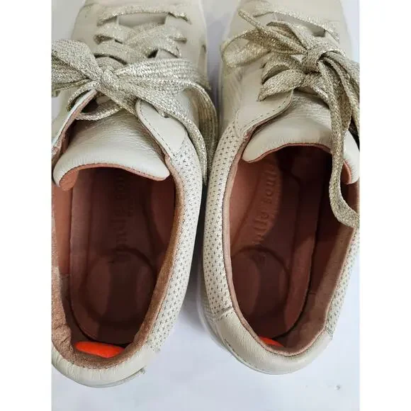 GENTLE SOULS KENNETH COLE Womens Tan Rosette Gold Wedge Leather Sneakers Shoes 8 - Picture 3 of 8